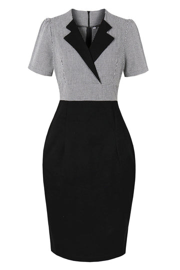 Cuello de solapa negra Vestido Vintage 1950s